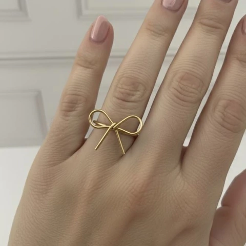 Anillo moño de acero dorado - comprar online