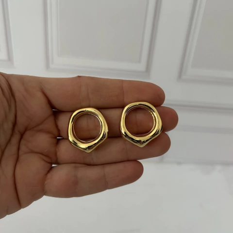 Aros circulo hueco dorado - comprar online