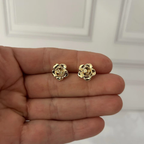 Aros florcita inflada dorada - comprar online