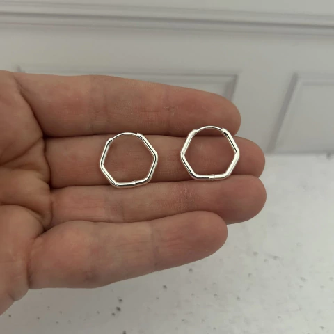 Argollas hexagono de acero blanco - comprar online