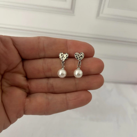 Aros corazon y perla de acero - comprar online