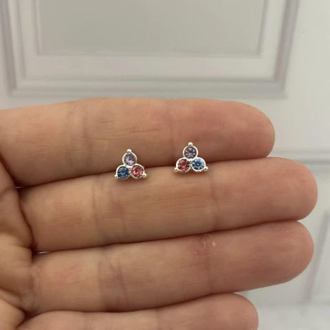 Aros triple strass colores acero blanco - comprar online