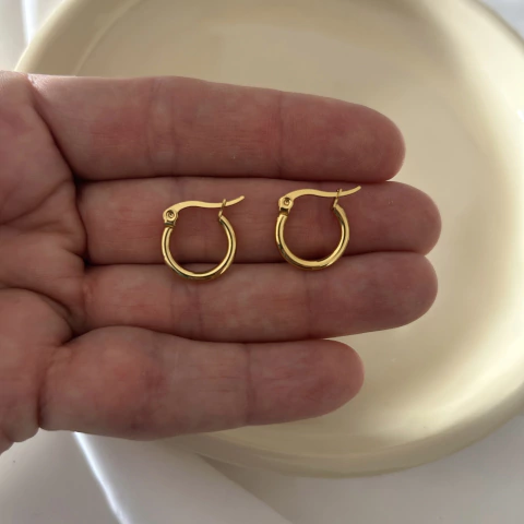 Argollas de acero dorado (15 mm)