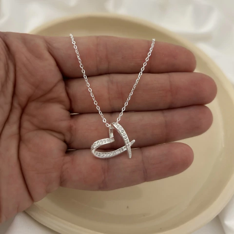 Cadenita corazón curvo de acero blanco - comprar online