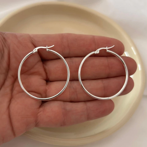 Argollas de acero blanco (40 mm) - comprar online