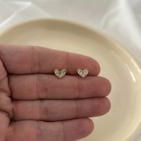 Aros corazón strass de acero dorado - comprar online