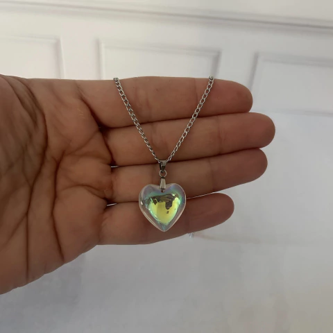 Cadenita de acero dije corazon tornasol - comprar online