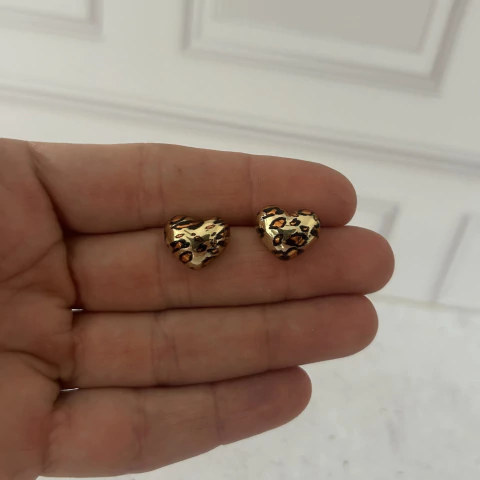Aros corazon animal dorado - comprar online