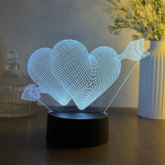 Luminária LED em Acrílico - Coração com Flechas