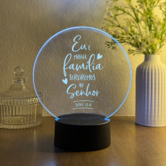 Luminária LED em Acrílico - Josué 24:15 - Eu e Minha Família Serviremos ao Senhor