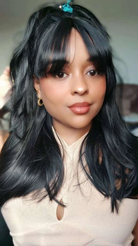 Wig Babado cor castanho escuro