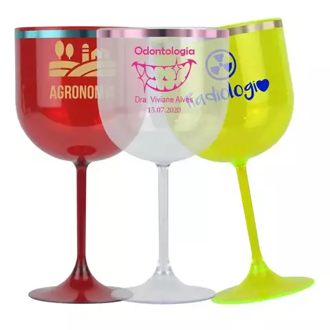 TAÇA DE GIN COM BORDA METALIZADA