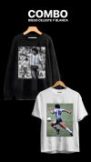 Combo Diego celeste y blanca (Buzo negro + remera blanca)