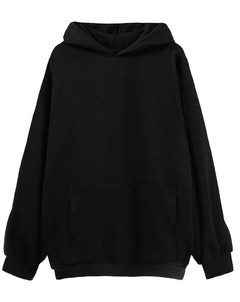 Buzo con capucha liso negro