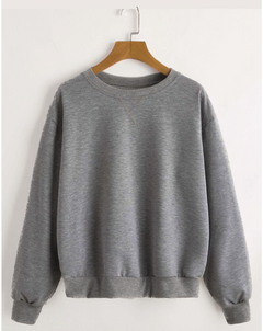 buzo cuello redondo liso gris oscuro
