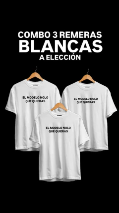 Combo 3 remeras blancas NOLO a elección (combinalas como quieras) - comprar online