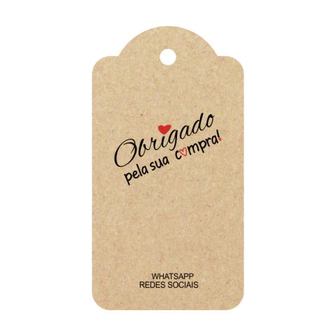 Tag Kraft Personalizada Frente e Verso Com Sisal 4,5 x 8,5cm 100 Peças