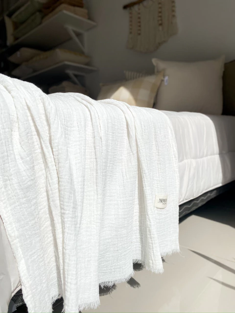 PIE DE CAMA GASA blanco tiza - Neroli home