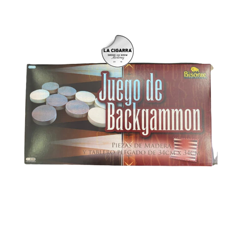 BACKGAMMON BISONTE TABLERO 34 X 34 FICHAS MADERA