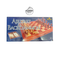 AJEDREZ BACKGAMMON TABLERO Y FICHAS DE MADERA (87MM)