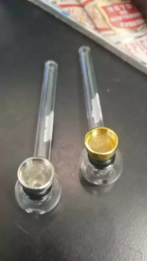 PIPA PYREX CON CAZOLETA DORADA O PLATEADA