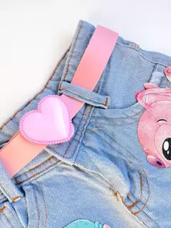 Short Jeans Infantil Juvenil Stitch Angel com Cinto 02 - loja online