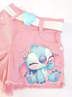 Short Jeans Infantil Juvenil Sttich Angel Rosa com Cinto 06 na internet