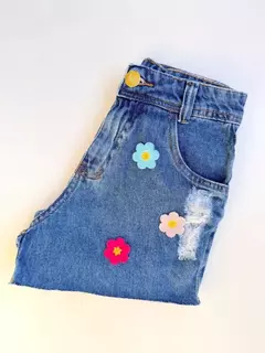 Imagem do Short Jeans Infantil Juvenil Flor Crochê 03