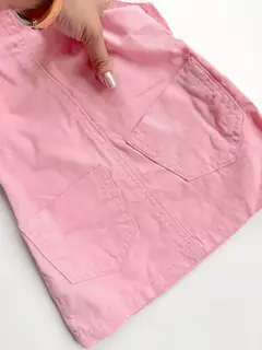 Jardineira Saia Jeans Infantil Juvenil Stitch Rosa 35 - comprar online