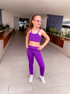 CONJUNTO INFANTIL FITNESS LEGGING ROXO - Mini Flor Store Ltda