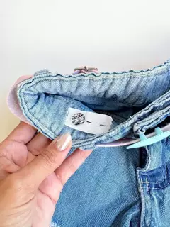 Short Jeans Infantil Juvenil Pedrinha Rosa Azul com Cinto 05 - loja online