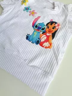 Imagem do Blusa Infantil Juvenil Canelada Stitch Branca 208