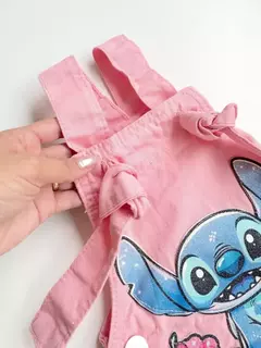 Imagem do Jardineira Saia Jeans Infantil Juvenil Stitch Rosa 35