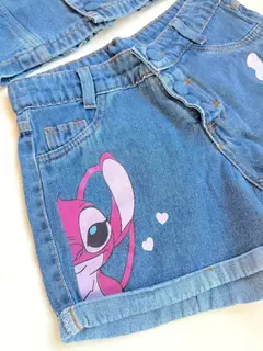 Conjunto Jeans Infantil Juvenil Stitch Angel 39 - Mini Flor Store Ltda