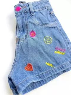 Short Jeans Infantil Juvenil Good Vibes 01