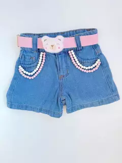 Short Jeans Infantil Juvenil Ursinho com Cinto 22 - comprar online