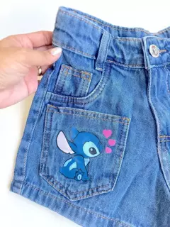 Short Jeans Infantil Juvenil Cargo Stitch 04