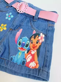 Short Jeans Infantil Juvenil Stitch com Cinto 24 - comprar online