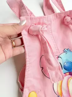 Jardineira Jeans Infantil Juvenil Stitch Rosa 33 - loja online