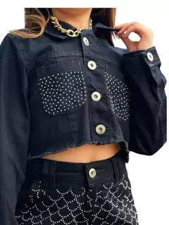 Jaqueta Jeans Infantil Juvenil Black 36