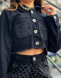 Jaqueta Jeans Infantil Juvenil Black 36 - Mini Flor Store Ltda