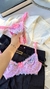 Conjunto Chantilly branco com rosa bebê