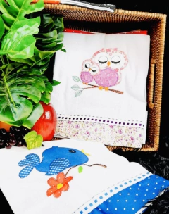 Pano de Prato Aplicado kit 3 Peças - Irmãs Têxtil