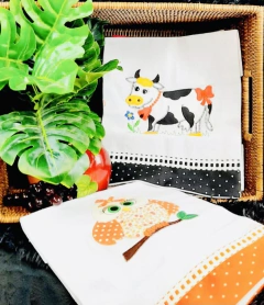 Pano de Prato Aplicado kit 3 Peças - comprar online