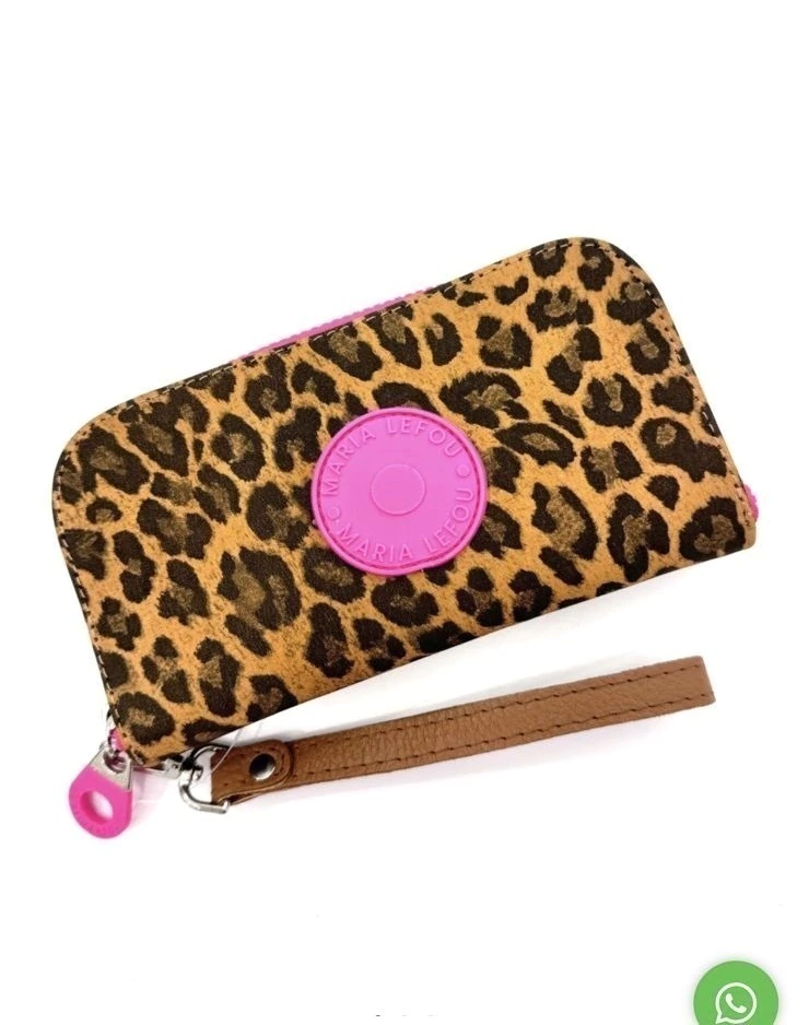 billetera Nicolle print con fucsia