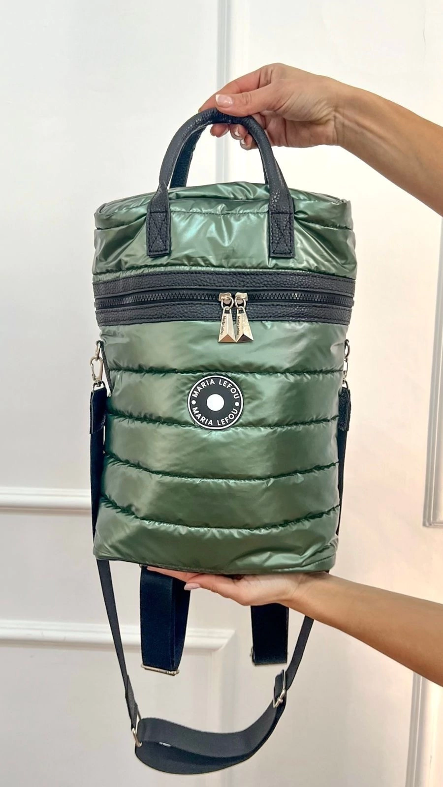 Mochila/ Bolso matero Cloe verde metalizado