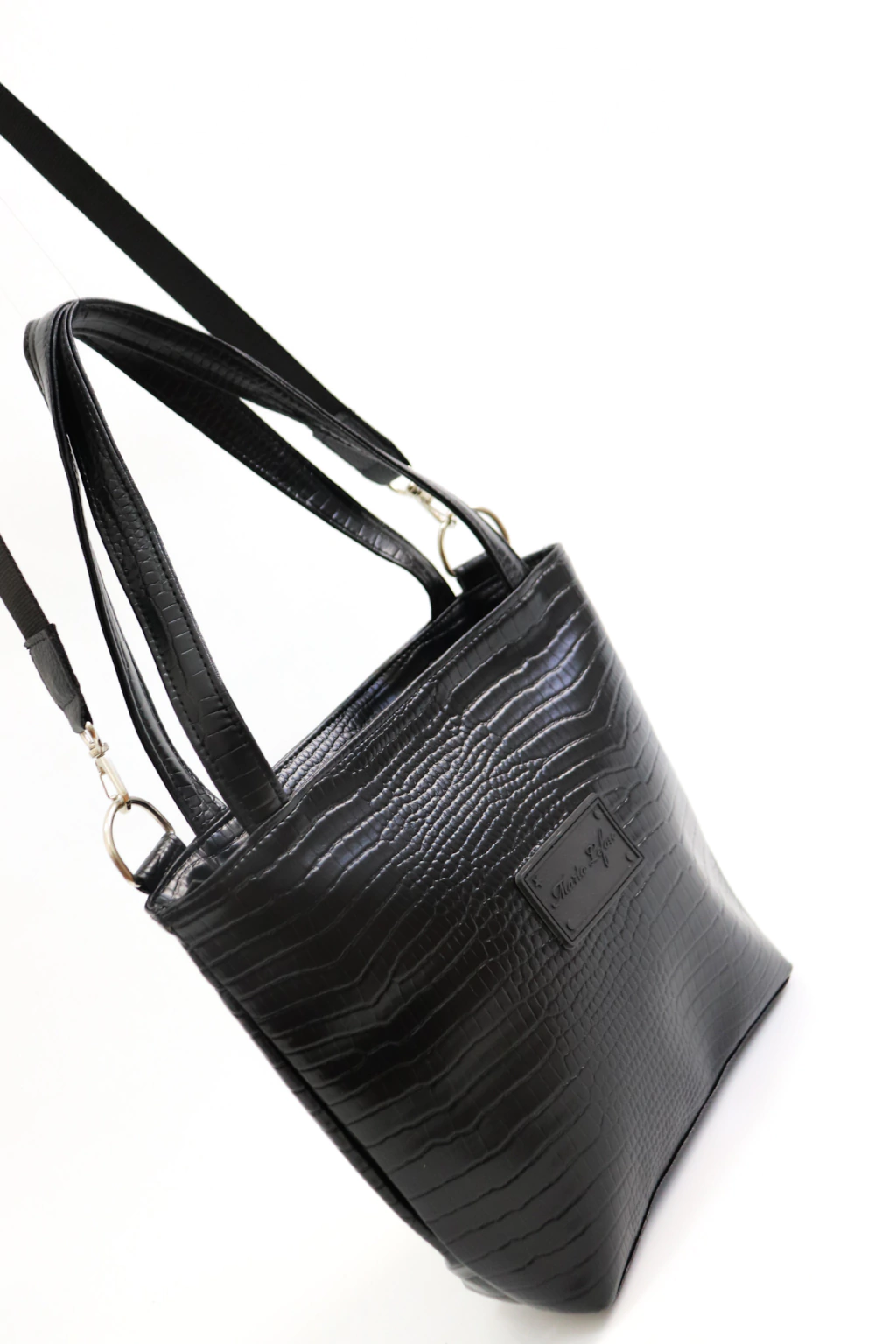 cartera reggia negra croco