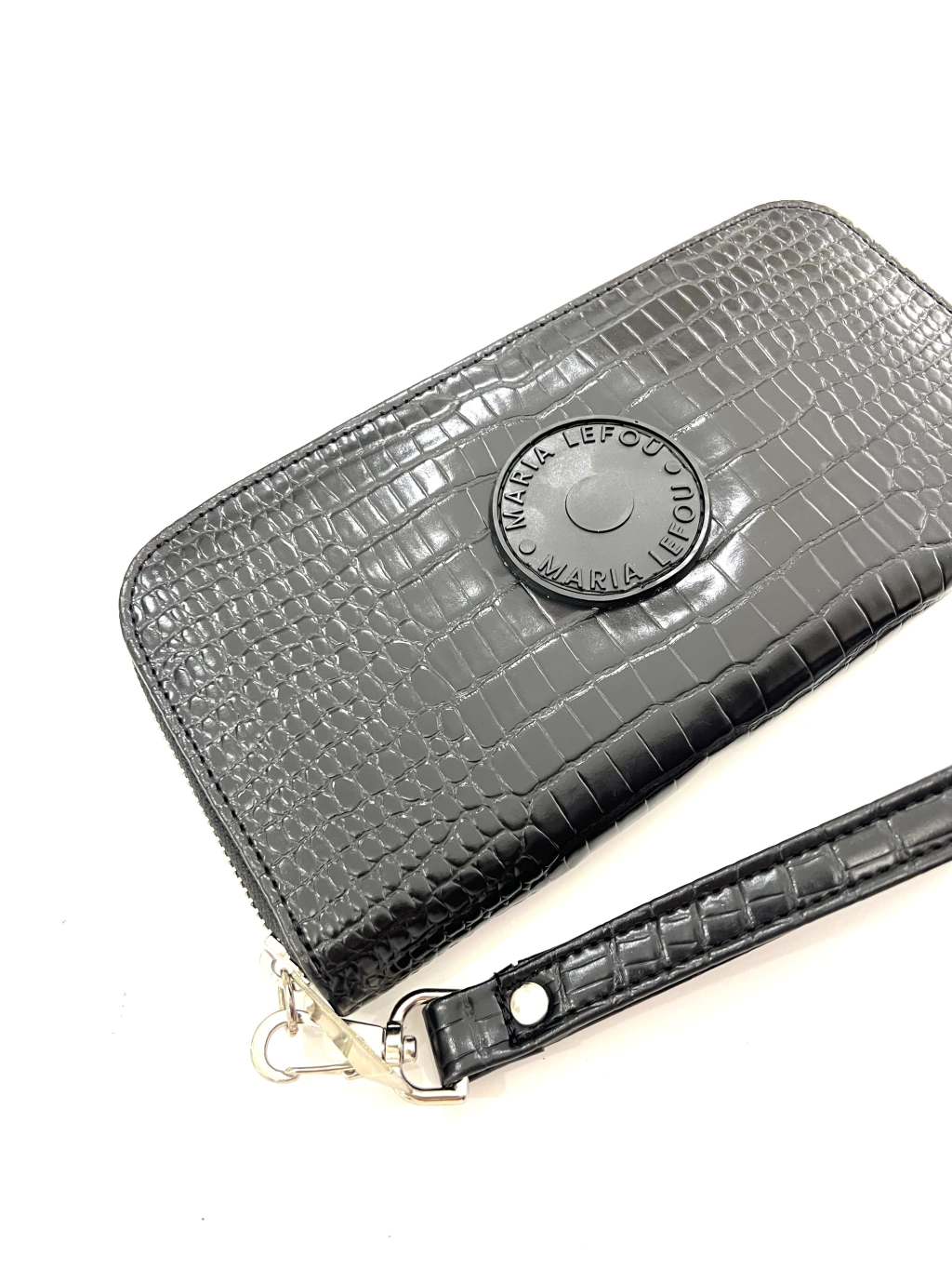maxi billetera agnes negra croco