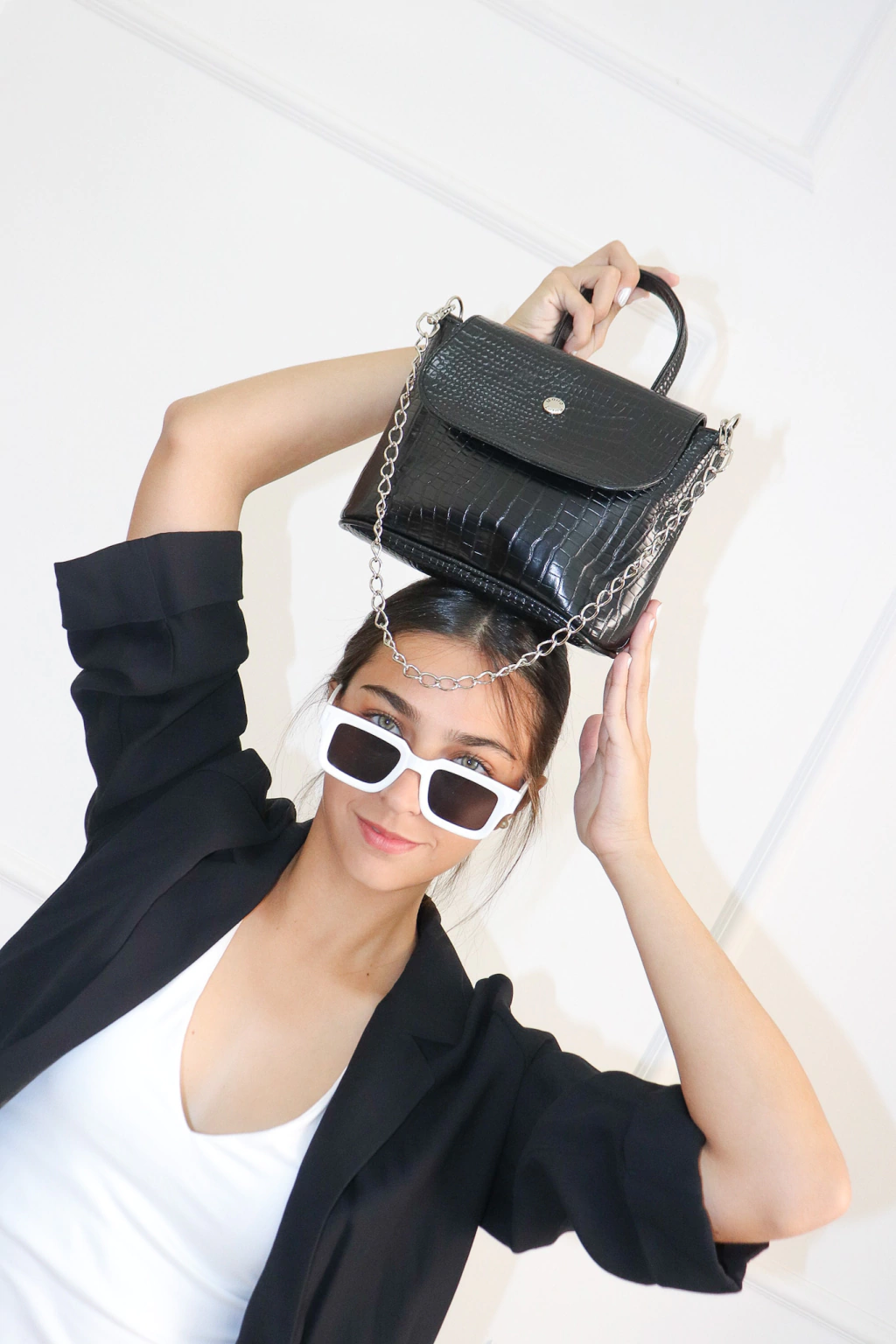 bandolera charlotte negra croco
