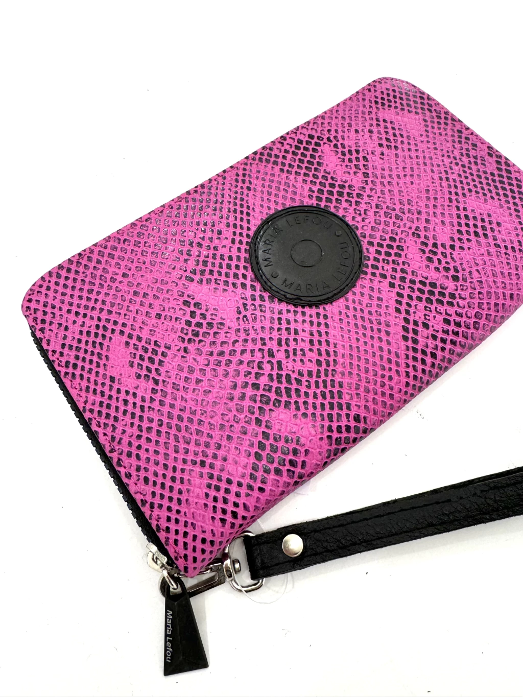 maxi billetera /Portadocumentos Amelie reptil fucsia